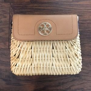 Wicker and leather bag
